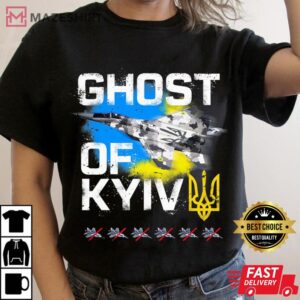 GHOST OF KYIV Ukraine fighter jet Premium .Women black t shirt 2