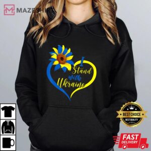 I Stand With Ukraine Love Heart Sunflower Ukrainian Flag T-Shirt
