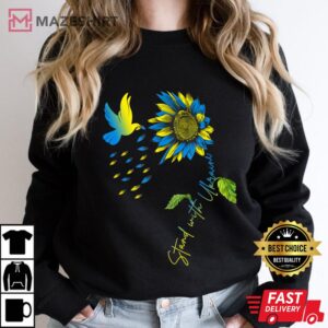 Peace in Ukraine Dove. Stand with Ukraine. Sunflower Ukraine Women black sweatshirt