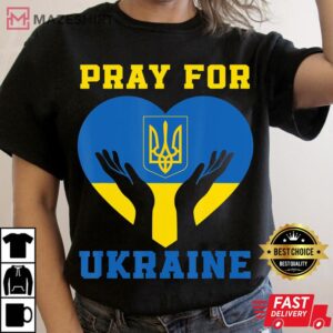 Pray For Ukraine Support Ukrainian I Stand With Ukraine Women black t shirt 2