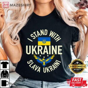 Support Ukraine I Stand With Ukraine Ukrainian Flag Patriot Women black t shirt 2