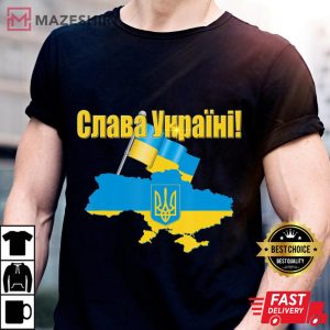 Slava Ukraine Flag and Colors Glory to Ukraine Men black t shirt 2