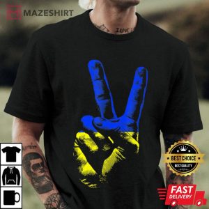Ukraine Flag Peace Sign I Stand With Ukraine black t shirt 2