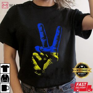 Ukraine Flag Peace Sign I Stand With Ukraine Women black t shirt 2