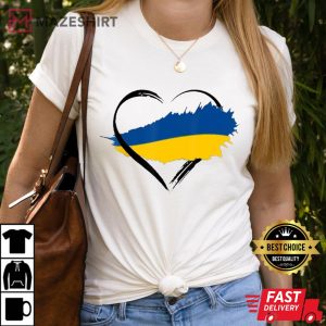 Heart Ukraine I Stand With Ukraine Ukrainian Flag Women white 2 t shirt