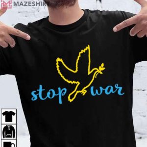 Stop War I Stand With Ukraine USA Support For Ukrainian Flag black t shirt 2