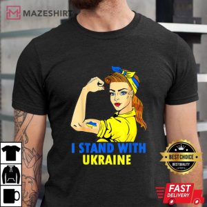 Support Ukraine I Stand With Ukraine Ukrainian Flag Men black t shirt 2
