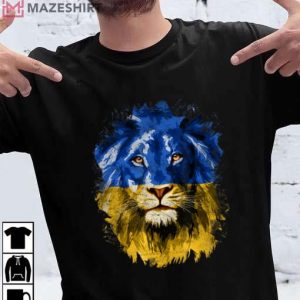 I Stand With Ukraine Vintage Ukraine Flag Ukrainian Lion black t shirt 2
