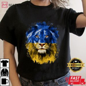 I Stand With Ukraine Vintage Ukraine Flag Ukrainian Lion Women black t shirt 2