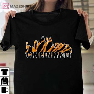 Cincinnati Skyline with Tiger Stripes .Unisex shirt 2