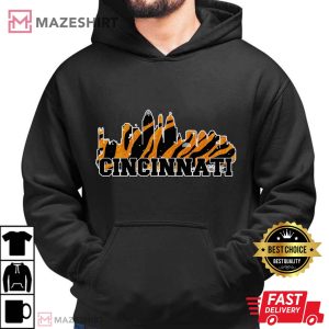 Cincinnati Skyline with Tiger Stripes hoodie 2