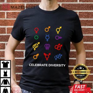 Celebrate Diversity Gender Symbols Stuff for LGBT Gay Pride Men black t shirt 2