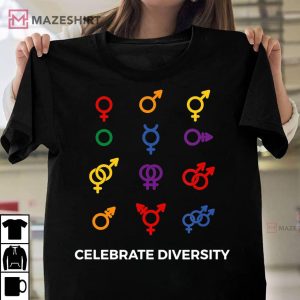 Celebrate Diversity Gender Symbols Stuff for LGBT Gay Pride Unisex shirt 2