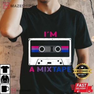 Im A Mixtape Bisexual Pride Flag LGBTQ Retro LGBT Ally Gift Men black t shirt