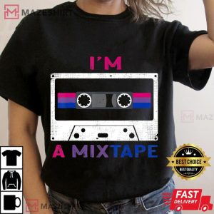 Im A Mixtape Bisexual Pride Flag LGBTQ Retro LGBT Ally Gift Women black t shirt 2