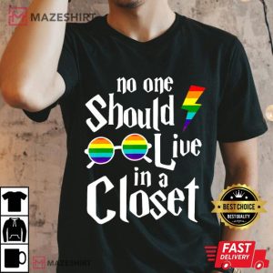 No One Should Live In A Closet LGBT Gay Pride Men black t shirt 2