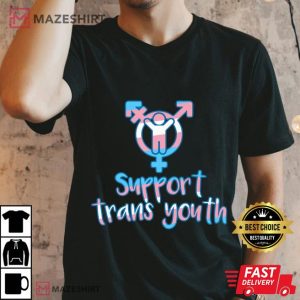Support Trans Youth Protect Kids LGBT Transgender Pride Men black t shirt 2