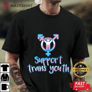 Support Trans Youth Protect Kids LGBT Transgender Pride Men black t shirt 3