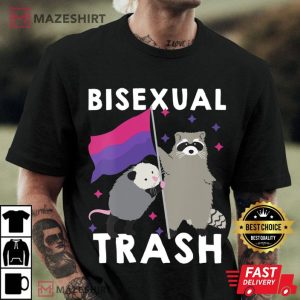 Womens Bisexual Trash Shirt Gay Pride Rainbow LGBT Raccoon Possum V Neck Men black t shirt