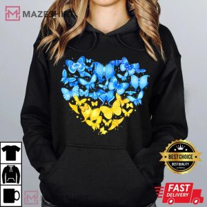 Heart Heart Ukraine shirt Butterfly I Stand With Ukraine T Shirt Women hoodie 2