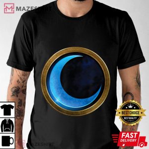 Marvel Moon Knight Blue Crescent Logo Men black t shirt