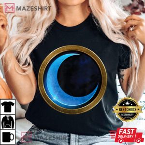 Marvel Moon Knight Blue Crescent Logo Women black t shirt 2