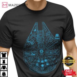 MILLENNIUM FALCON Sketch T Shirt Mens Nerd Geek Space Shirt Star Wars MILLENNIUM FALCON Sketch black shirt