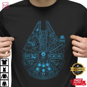 MILLENNIUM FALCON Sketch T Shirt Mens Nerd Geek Space Shirt Star Wars MILLENNIUM FALCON Sketch
