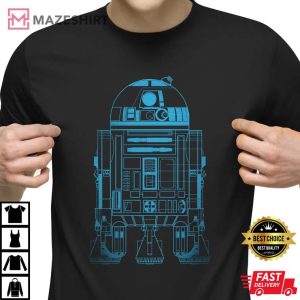 R2 D2 DROID Sketch T Shirt Mens Nerd Geek Space Shirt Star Wars