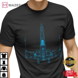 X WING FIGHTER Sketch T Shirt Mens Nerd Geek Space Shirt Star Wars black