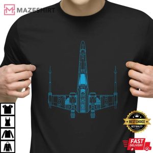 X WING FIGHTER Sketch T Shirt Mens Nerd Geek Space Shirt Star Wars