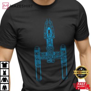 Y WING BOMBER Sketch T Shirt Mens Nerd Geek Space Shirt Star Wars black