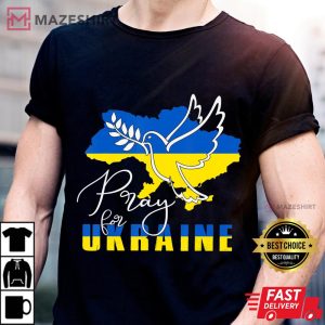 Pray For Ukraine Shirt Dove Flag I Stand With Ukraine Men black t shirt 2