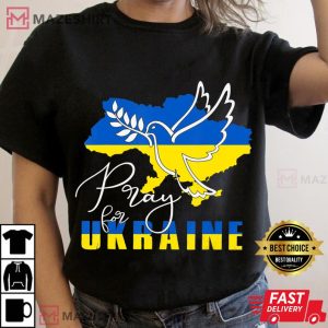 Pray For Ukraine Shirt Dove Flag I Stand With Ukraine Women black t shirt 2