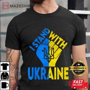 Support Ukraine I Stand With Ukraine Ukrainian Flag Peace Men black t shirt