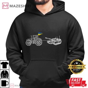 Ukrainian Tractor Pulling Tank Men black hoodie 2