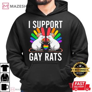 I Support Gay Rats Sarcastic LGBT Gay Lesbian Pride Gift Men black hoodie 2