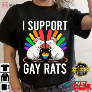 I Support Gay Rats Sarcastic LGBT Gay Lesbian Pride Gift Women black t shirt 2