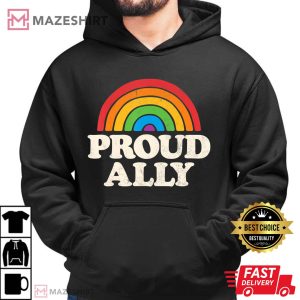 LGBTQ Proud Ally Lesbian Gay Pride LGBT Rainbow Flag Vintage Men black hoodie 2