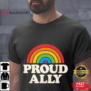 LGBTQ Proud Ally Lesbian Gay Pride LGBT Rainbow Flag Vintage Men black t shirt 1