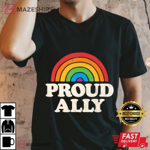 LGBTQ Proud Ally Lesbian Gay Pride LGBT Rainbow Flag Vintage Men black t shirt 2