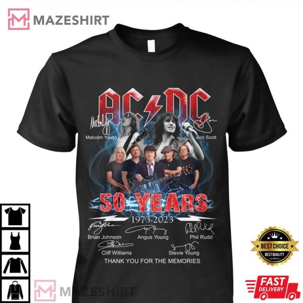 Acdc 50 Years Anniversary 1973 2023 Thank You For The Memories Gift For Fan