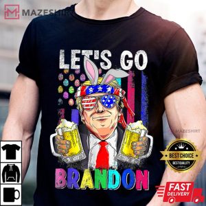 Lets Go Bunny Brandon Happy Easter Day Trump Beer Men black t shirt 1