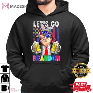 Lets Go Bunny Brandon Happy Easter Day Trump Beer Men black hoodie 2