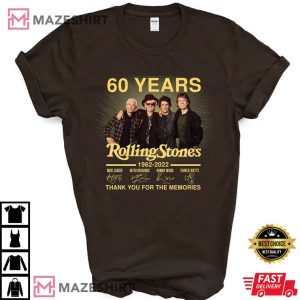 60 Years Rolling Stones 1962 2022 Thank You For The Memories tee