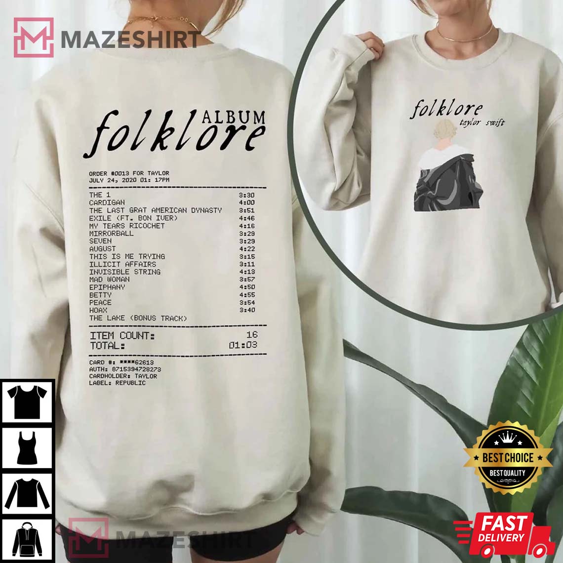 Taylor Folklore Album Shirt, Taylor 