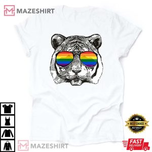 Rainbow Tiger LGBTQ T-Shirt, Gay Pride Rainbow Flag Shirt, Animal LGBT History Month 2022