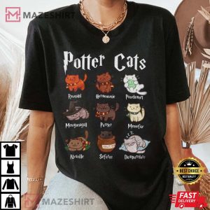 Potter Cats T Shirt A Purrfect Gift for Harry Pawter Wizard Fans Cat and Animal Lovers Tee