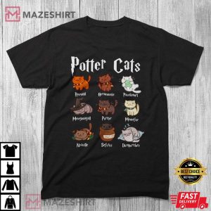 Potter Cats T Shirt A Purrfect Gift for Harry Pawter Wizard Fans Cat and Animal Lovers