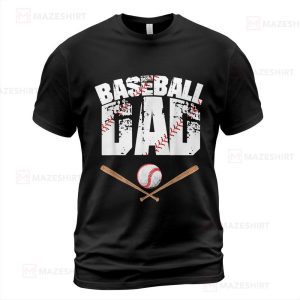 Baseball Dad Baseball lover for Father black tshirt 2